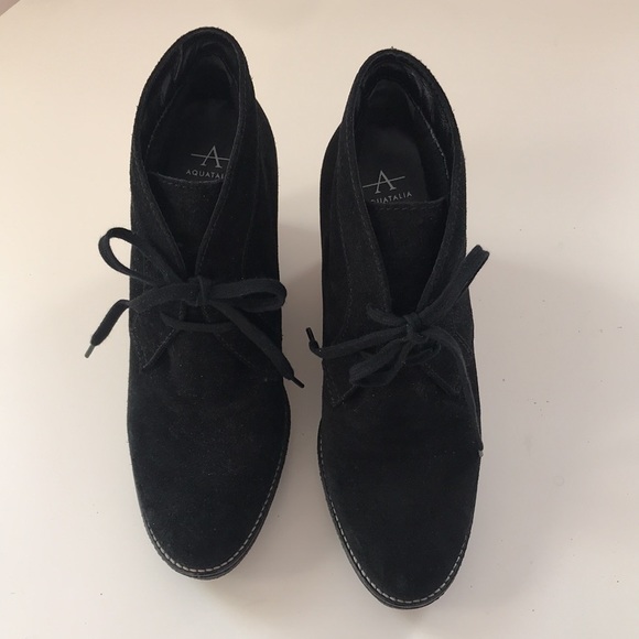 Aquatalia black suede wedge/platform bootie. Size 9. - Picture 3 of 6